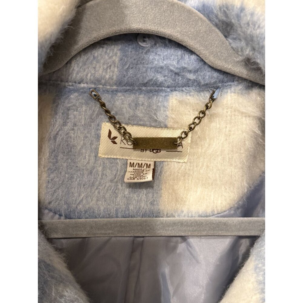 Koolaburra By UGG Blue & White Plaid Faux Fur Shacket Jacket M NWT - Picture 2 of 6